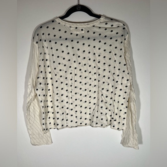 THE GREAT Sleep long slv polka dot cream black top sz 3(L) comfy California - Picture 2 of 9